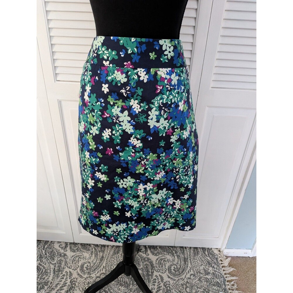 Charter Club Skirt Womens 18 Cottage Core Blue Green Bright Floral Pencil A-line